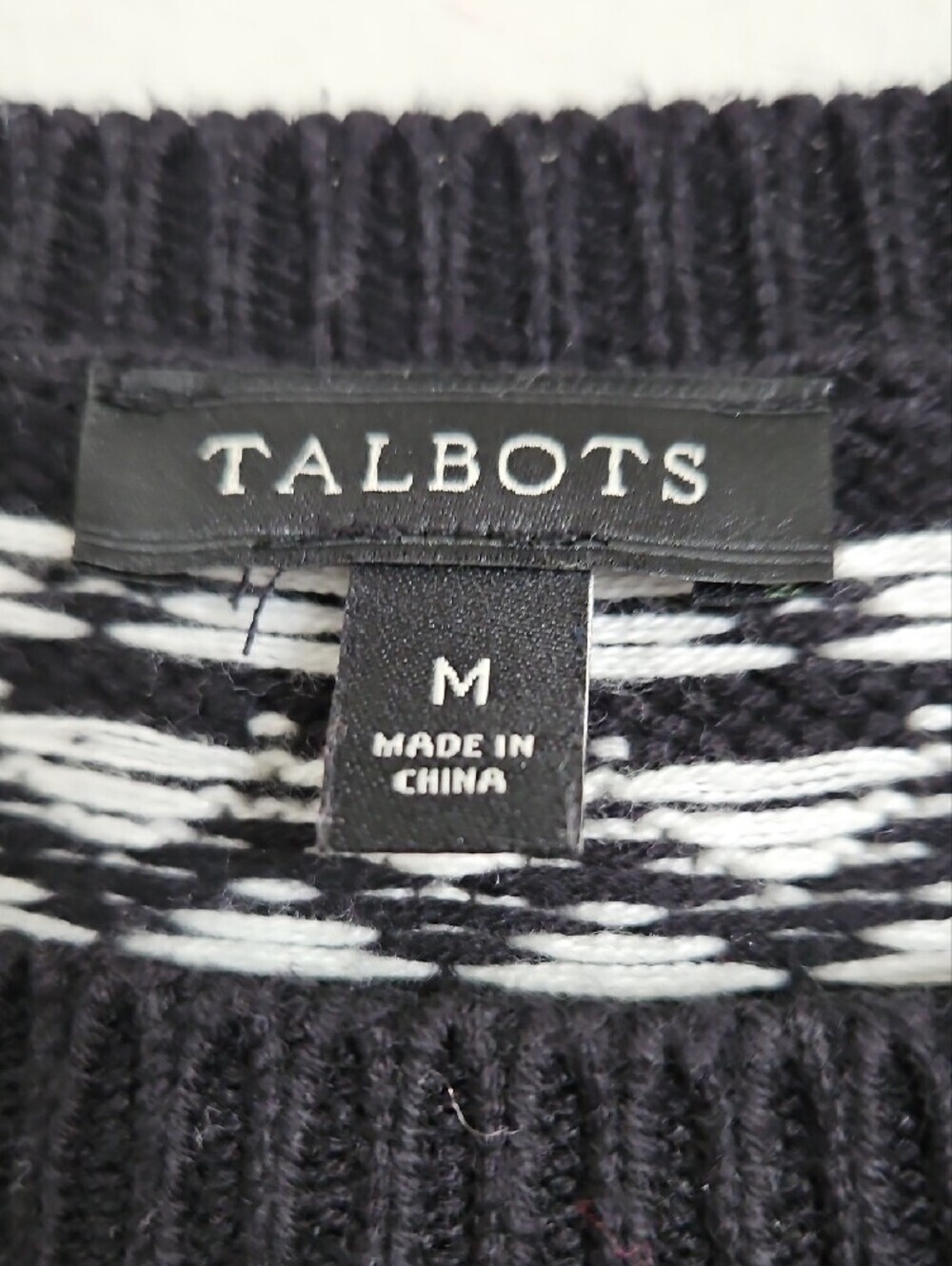 Talbots Black Fair Isle Yoke Crewneck Knit Sweater Size M - Picture 2 of 6
